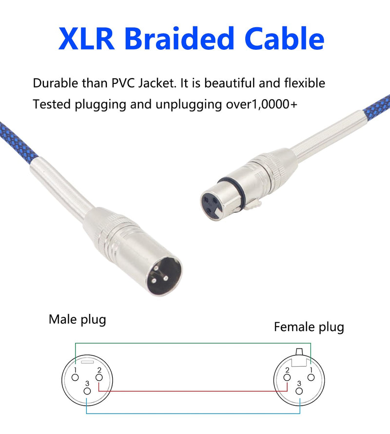 [AUSTRALIA] - LANMINGLEL Short 3 Pin Metal Spring Microphone Cable XLR Male to Female Heavy Duty Balanced Nylon Braided Cord Compatible Speakers, Microphones(0.3M) 0.3M 