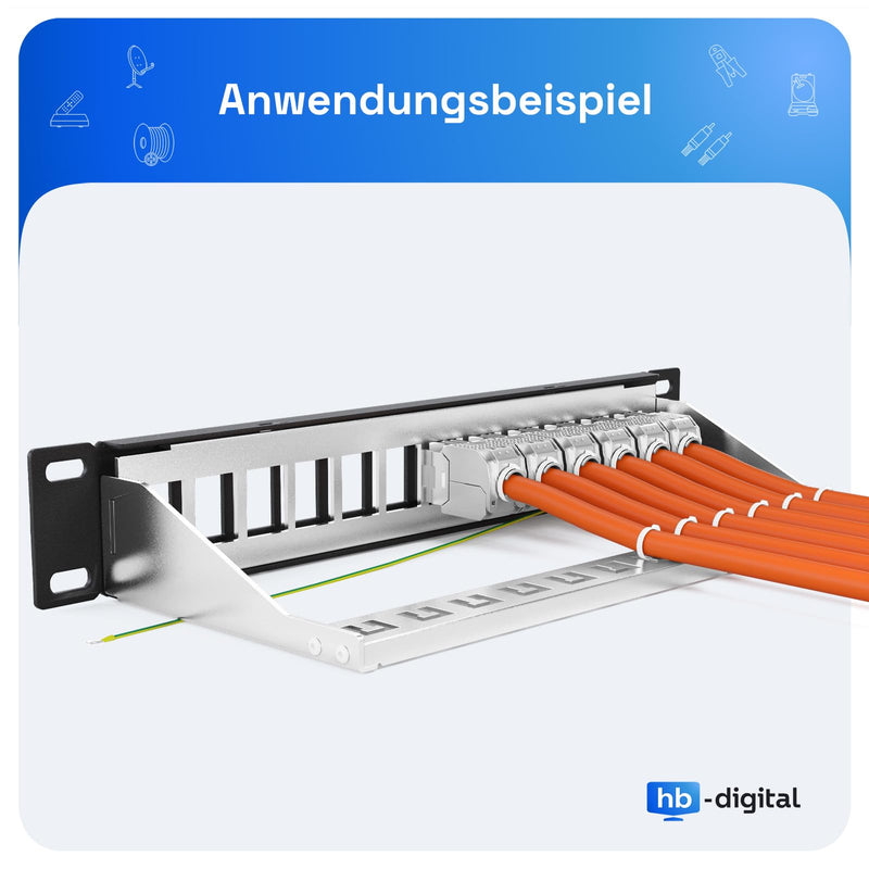 hb-digital 12 Port Patch Panel Distribution Panel Patch Panel Modular for RJ45 Keystone Module 10 Inch CAT 5 CAT 6 CAT 7 for Network Cabinet LAN Professional TIA568A TIA568B Switch Earth Cable - Black