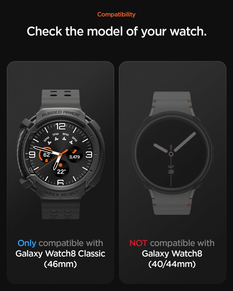 Spigen Rugged Armor Designed for Galaxy Watch8 Classic and Buds 3/3Pro Case Bundle - Matte Black