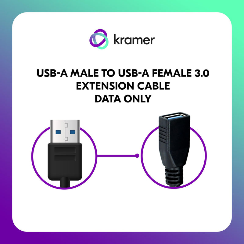 Kramer USB 3.0 Active Extension Cable – USB-A Male to Female, Data Only (CA-USB3/AAE-10) (15 Feet) 15 Feet