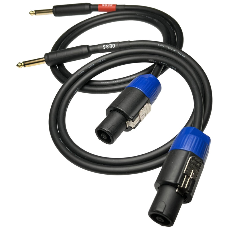 [AUSTRALIA] - CESS-118-3f Speakon Plug to 1/4 TS Plug 12AWG OFC Speaker Wire, 2 Cables (3 Feet) 