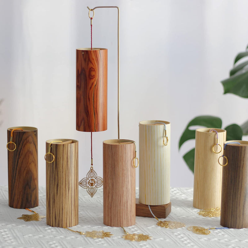 Chakra Chimes Natural Bamboo Wind Chimes Meditation Chord Windchime Wind Bell for Home Decoration Zen Mindfulness Sacral Chakra