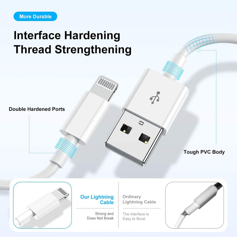 3 Pack[ Apple MFi Certified ] iPhone Charger 3ft, Lightning to USB Cable 3 Feet, Fast Apple Charging Cable Cord 3 Foot for iPhone 14 Pro Max/13 Pro Max/12 Mini /11 Pro/11/XS/XR/8/7/6s/6/5S/iPad/Air. 3PACK-White