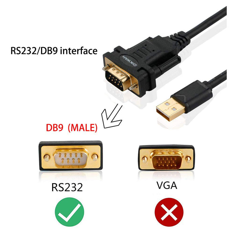 USB to RS232, OIKWAN USB Serial Adapter with FTDI Chipset,USB 2.0 to Male DB9 Serial Cable for Windows 10, 8, 7, Vista, XP, 2000, Linux and Mac OS(6ft)… 6FT USB to DB9