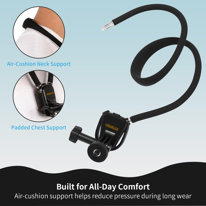 Neck Phone Holder and POV Chest Mount with 1.5m Strap | Magnetic and clip-on mounting for hands-free filming while walking, cooking, hiking or vlogging; fits iPhone 12-17.