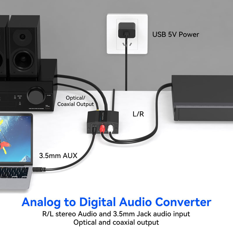 [AUSTRALIA] - Analog to Digital Audio Converter RCA to Optical Converter RCA/3.5MM to Toslink and Coaxial Adapter for PS5 PS4 DVD Soundbar 