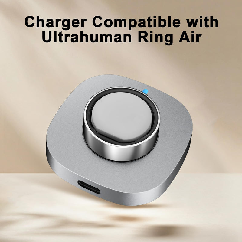 Charger Compatible with Ultrahuman Ring/Ring Air-Size 9 | Fast Safe Portable Charging Dock with USB-C Cable,Silver Gray（Not Compatible with Ultrahuman Ring Pro) Size 9