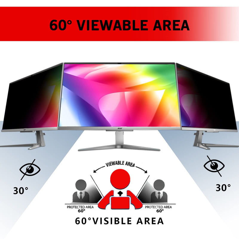 PYS Monitor Privacy Screen 27 inch -for Widescreen Computer Monitor[16:9 Aspect Ratio], Anti-Spy/Anti Blue/Anti-Scratch Protector Film for Data confidentiality - (WxH:598mm x 377mm) Black