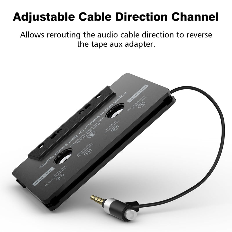 Car Cassette Aux Adapter with Microphone, 3.5MM Cable Audio Cassette Tape Adapter Player for Car, MP3, Phone, 3.2 Feet Cable