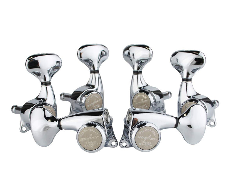 Guyker Guitar Locking Tuners (3L + 3R) - 1:21 Lock String Tuning Key Pegs Machine Head Set Replacement for ST TL SG LP Style Electric, Folk or Acoustic Guitars - Chrome