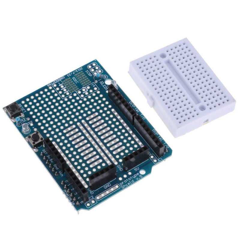Hailege 2 x UNO R3 Proto Shield Prototype Expansion Board with SYB-170 Mini Breadboard Based on Arduino UNO R3 ProtoShield