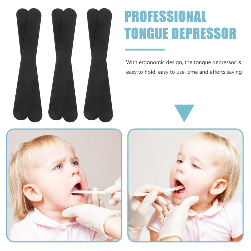 [AUSTRALIA] - JECOMPRIS Plastic Tongue Scraper Lip Cheek Retractors Pack of 25 Oral Care Tongue Depressors Plastic Tongue Scraper Stirring Rod Tool for Laboratory Black 