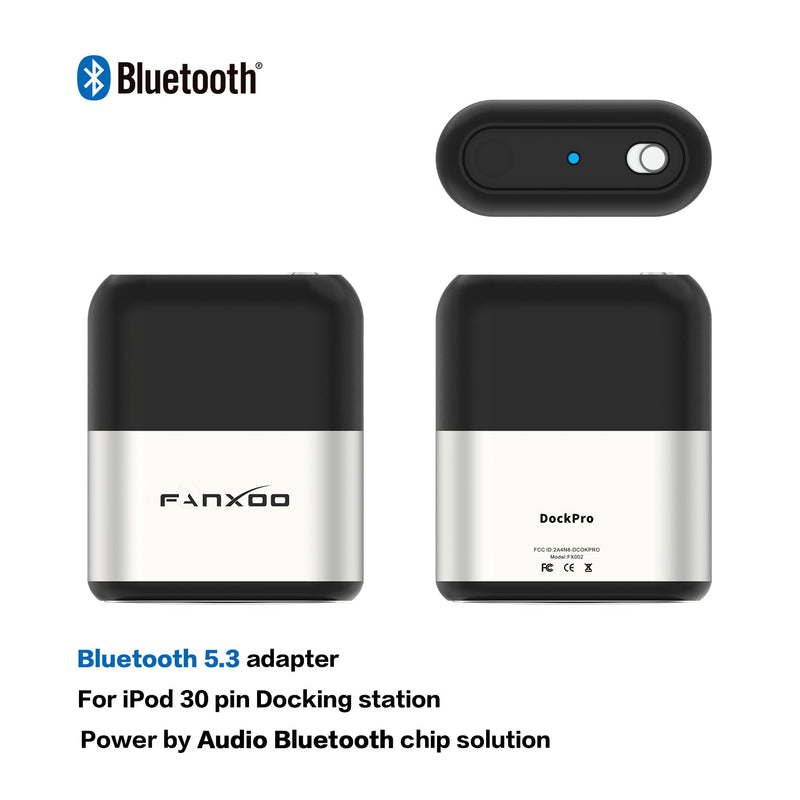 [AUSTRALIA] - Fanxoo DockPro Bluetooth Adapter for Bose Sounddock iPod Docking 30 pin Bluetooth 5.0 Adapter Compatible for iPhone iPod Docking Station (Silver Black) Silver Black 