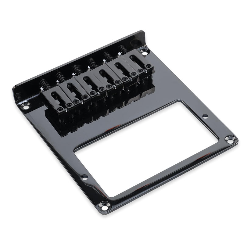 10.5mm Fixed Electric Guitar Bridge Zinc Alloy Saddle Steel Baseplate 6-string Guitar hardtail Bridge Compatible with Telecaster Tele Style Electric Guitar Replacement Parts（Glossy Black）
