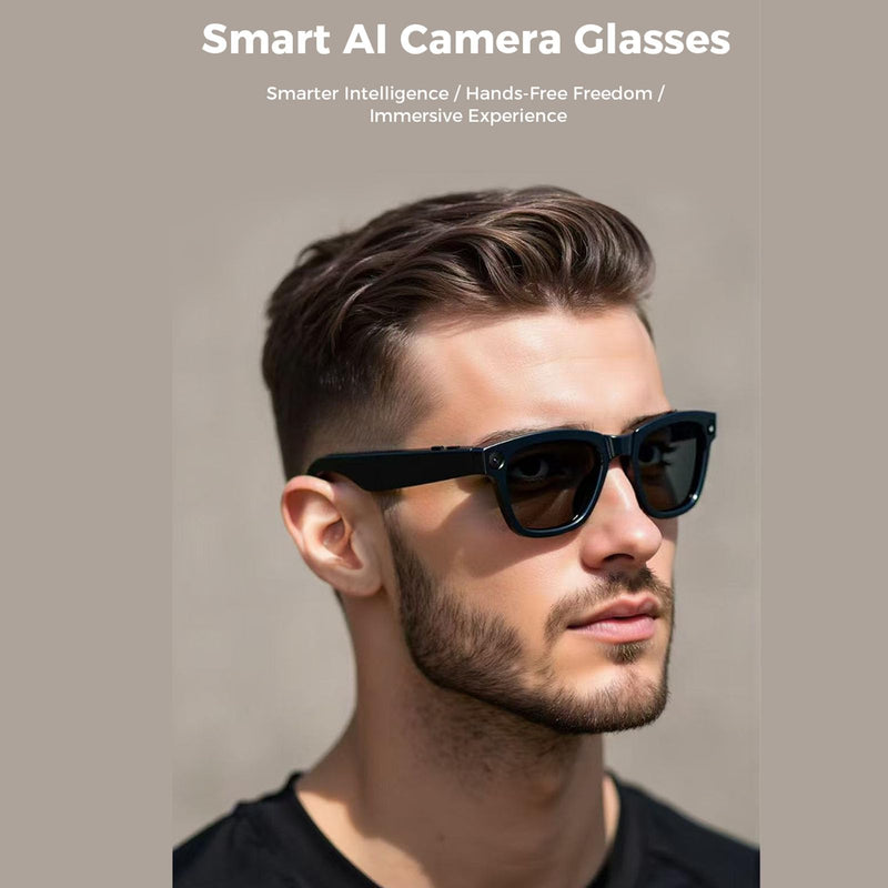 AI Smart Glasses, 5MP HD Camera Glasses, Real Time 26 Languages Translator, ChatGPT, Open Ear Audio, Stylish Frame for Women Men, Voice Assistant Sunglasses