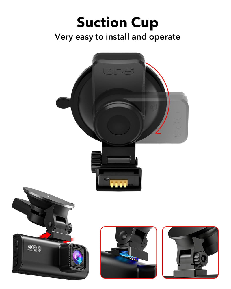 [AUSTRALIA] - REDTIGER Suction Mount for F7N Series Dash Cam,Built-in GPS Module,Easy Install,180° Rotatable,Includes Adhesive Pads and Electrostatic Stickers 