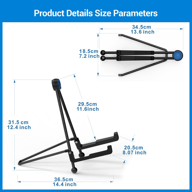 Guitar Stand - Foldable Guitar A-Frame Stand, Portable Solid Steel Guitar Floor Stand for Acoustic/Classical Guitar, Electric Guitar Bass, Banjo, Ukulele, with Non-Slip Rubber and Silicone Pad (Black) Guitar Stand
