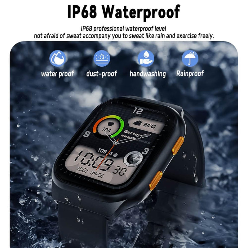 Smart Watches for Men,Fitness Tracker Smartwatch for Android Phones/iPhone Compatible,1.96" AMOLED Womens Men Watch with Blood Pressure Monitor,Female Cycle(2 Watch Bands) (A-Black) A-BLACK