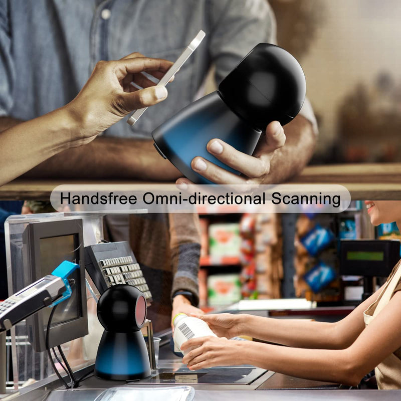 Handsfree 2D QR Barcode Scanner, TEEMI USB Wired Omnidirectional Desktop Bar Code Reader Scanner Screen Scanning CMOS Imager Presentation Bar Code Reader Compact Size, TMSL-73 black
