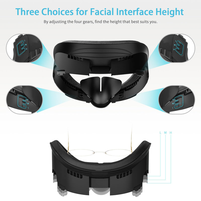 Thickening Face Cover Pad Facial Interface for Meta/Oculus Quest 3 Accessories,with Sweat-Proof PU Leather Face Cushion Pad and Cotton Mesh Foam Face Pad Replacement (Not for Official Charger Dock) Cotton Mesh+PU Leather