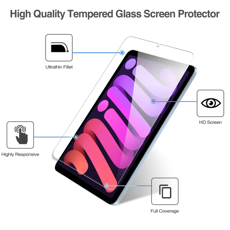 2 Pack Screen Protector for iPad Mini 6 8.3" 2021, Tempered Glass Film Guard for iPad Mini 6th A2567 A2568 A2570 -Clear 2 Pack