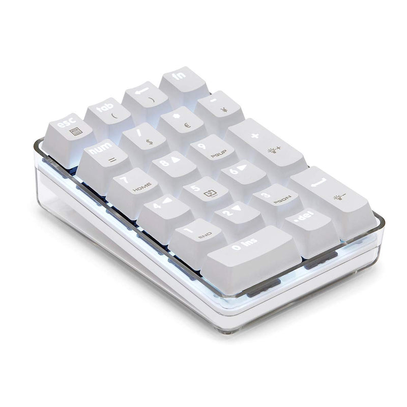 Mechanical Numeric Keypad GATERON Red Switch Wired Gaming Keypad Crystal Case White Backlit 21 Keys Mini Numpad Portable Keypad Extended Layout White Magicforce by Qisan 21 keys GATERON Red Switch