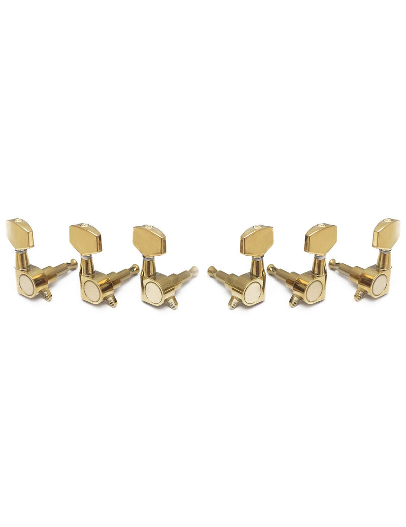 Metallor Sealed String Tuning Pegs Keys Machines Heads Tuners 3L 3R Electric Guitar Acoustic Guitar Parts Replacement Gold.