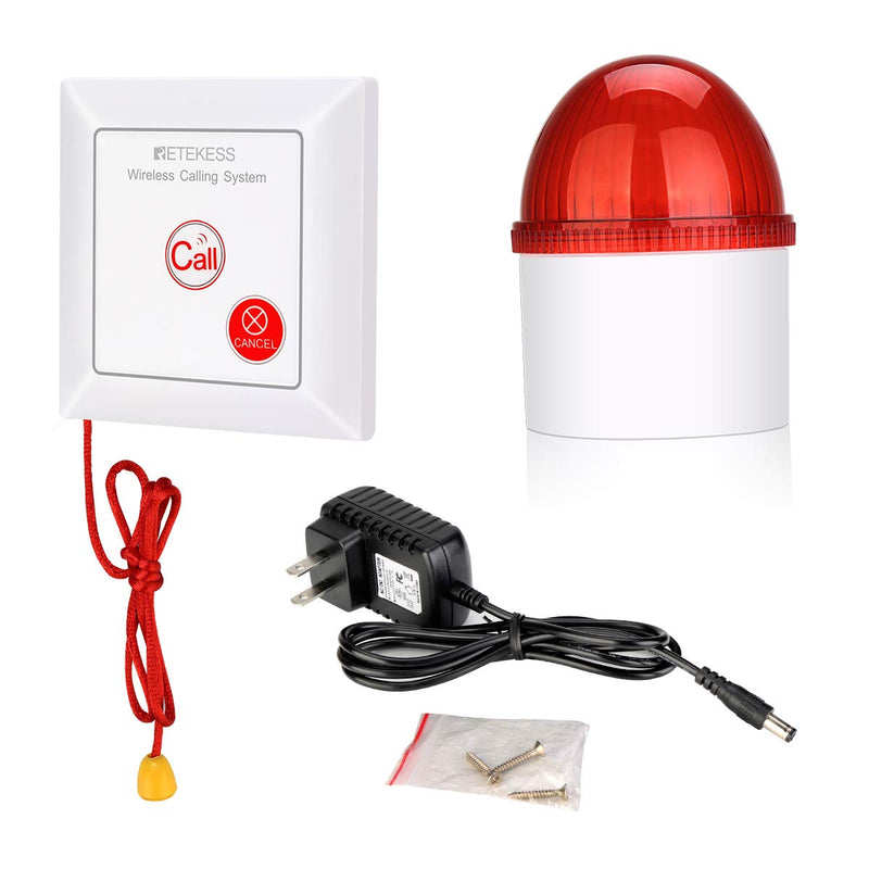 [AUSTRALIA] - Retekess TH103 Caregiver Pager System,Wireless Strobe Siren,3-Level Volume Control,Pull Rope Waterproof Call Button for Home Safety,Seniors,Elderly 1 Call Button and 1 Receiver 