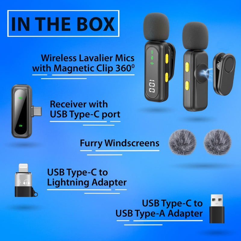 [AUSTRALIA] - Wireless Lavalier Microphone for iPhone Mini Mic Android/Tablet/PC Video Recording Clip-on Mics with Rotatable Clip&Denoise Recording, Ideal for Vlog Tiktok Youtube Podcast Content Creator 