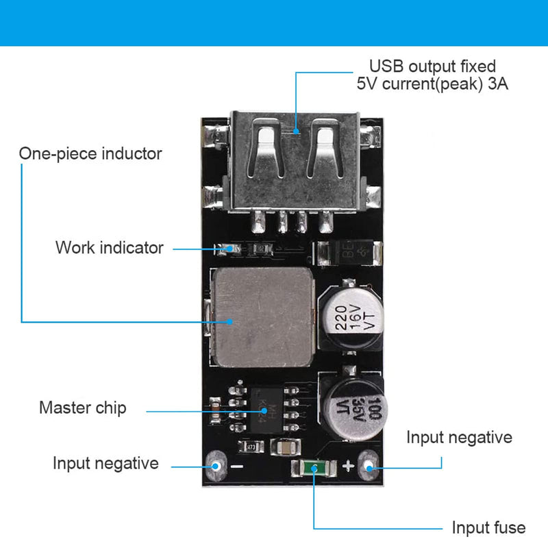 zalati DC-DC Power Buck Module Step-Down Converter Power Supply Voltage Regulator Compatible with QC2.0 QC3.0 FCP PD AFC - 1 Port