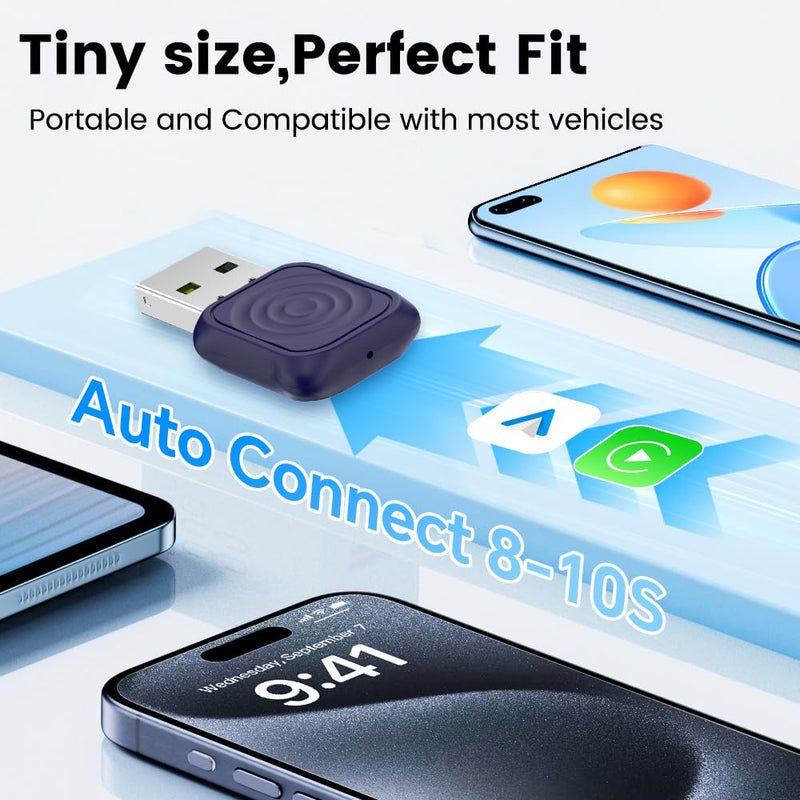 CarlinKit Mini Ultra 2-in-1 Wireless CarPlay & Android Auto Adapter | Wired to Wireless,USB-A/C Easy Setup No App,Auto-Reconnects Instantly,5.8GHz WiFi No Lag,OTA Updates with iOS 10+&Android 11+