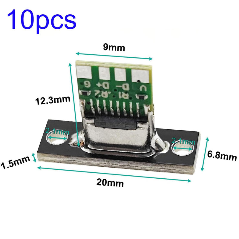 [AUSTRALIA] - VISSQH Pack of 10 USB 3.1 Type C Male Board, 5A USB Type C Breakout Board, USB-C Soldering Adapter, USB 3.1 Type C Female Plug, DIY Plug for Panel Mounting 