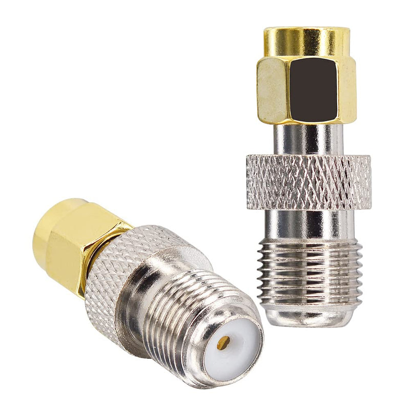 Boobrie SMA to F Coaxial Adapter SMA Male to F Female Coaxial Cable Plug Adapter for LAN/LMR Radio Antenna Devices/RF Coaxial Cable/WiFi Radios External Antenna Pack of 2