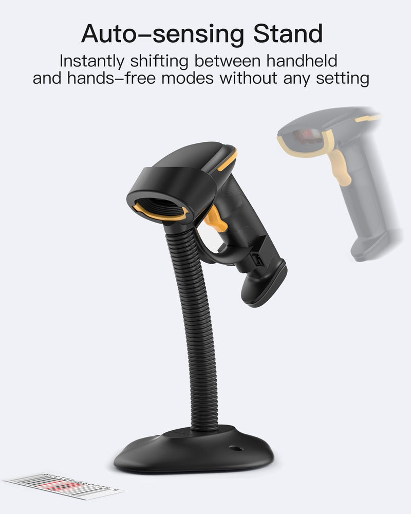 Inateck 2D Barcode Scanner with Intelligent Stand, Wireless QR Code Scanner, Handheld Scanner with APP and SDK, 2D Imager with 2600mAh Battery, BCST-35