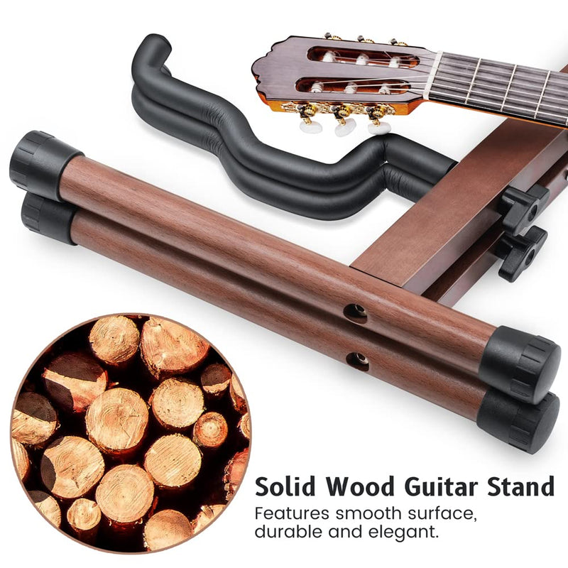 [AUSTRALIA] - Wood Guitar Stand, Acoustic Electric Wooden Guitar Floor Stand A-Frame Folding Guitar Stand for Bass, Mandolin, Banjo (Natural-High-Grade Solid Wood) Natural-High-Grade Solid Wood 