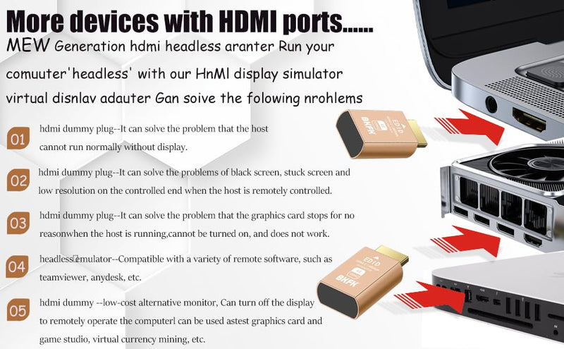 4K 120Hz hdmi Dummy Plug - Display to hdmi Adapter, Luna Display Virtual Window for Home-edid Emulator-Dummy, displayport Headless dummie dongle(HDMI-2.1port-4K-120Hz-3P) HDMI-4K@120Hz-3Pack