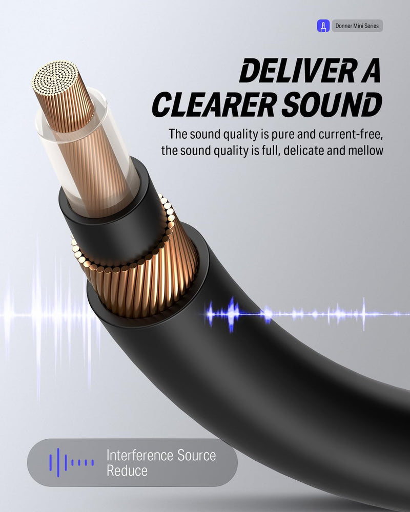 Donner Flat Patch Cables for Guitar Effect Pedal 12 Inch Save Space Clear Sound 1/4" TS Right Angle 6 Packs