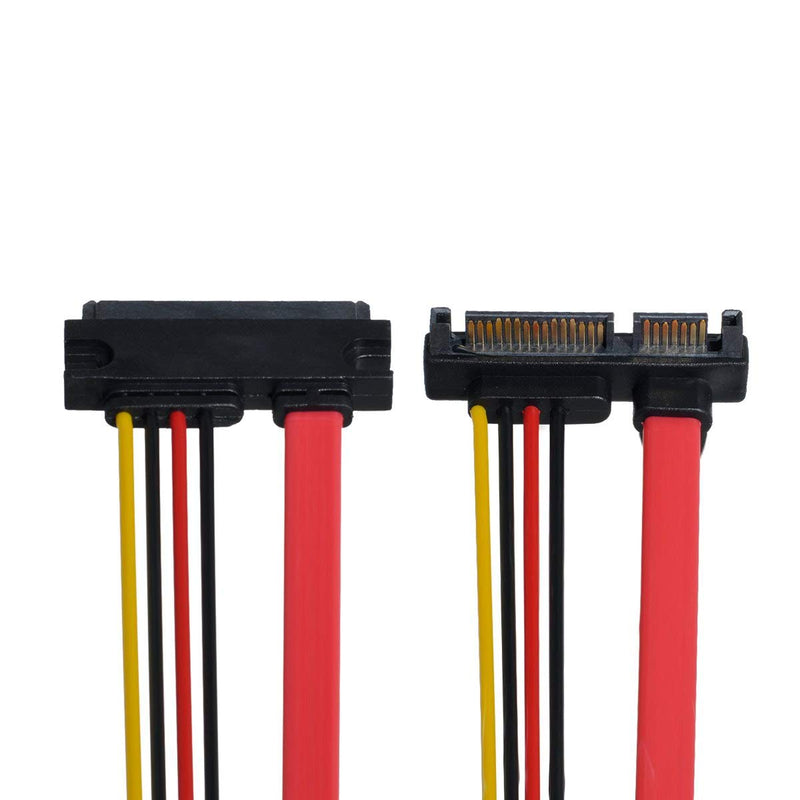 Xiwai Down Angled SATA III 3.0 7+15 22 Pin SATA Male to Female Data Power Extension Cable 30cm