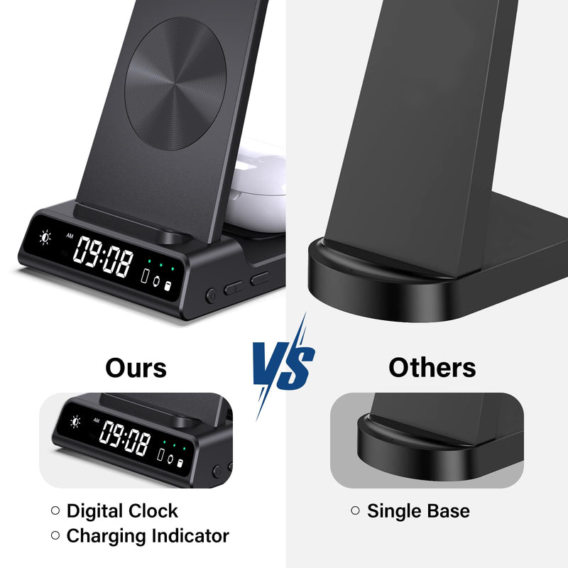 Wireless Charger for Samsung, 3 in 1 Wireless Charging Station for Samsung Galaxy S24 Ultra/S23 Ultra/S22/S21/Note 20/Z Flip 5/Fold 5, Charger for Samsung Galaxy Watch 6/5/4, Galaxy Buds 2/Pro/+ Black