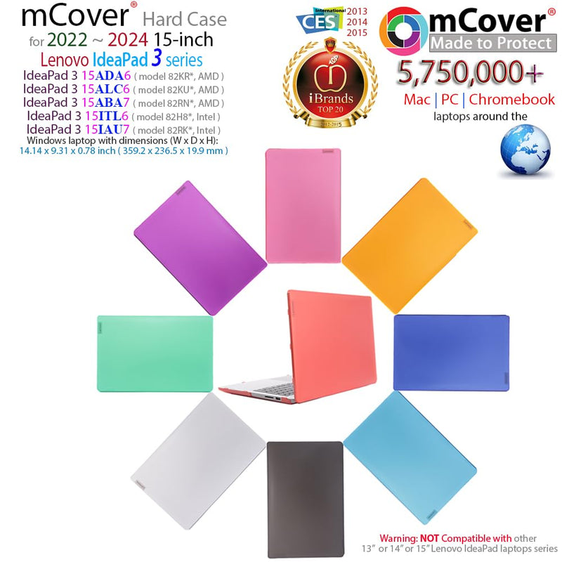 mCover Case compatible ONLY for 2022-2024 15" Lenovo IdeaPad 3 (15ADA6 / 15ALC6 / 15ABA7 / 15ITL6 / 15IAU7) series Windows Laptop Computers (NOT fitting ANY other models) - Black