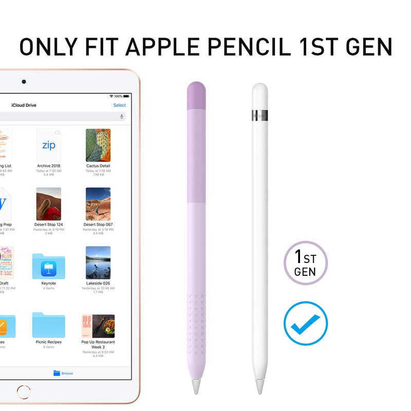 Delidigi Pencil Case Compatible with Apple Pencil 1st Generation Case, Gradient Color Silicone Protective Case Sleeve Cover Accessories for Apple Pencil 1st Gen (Gradient Lavender) Gradient Lavender