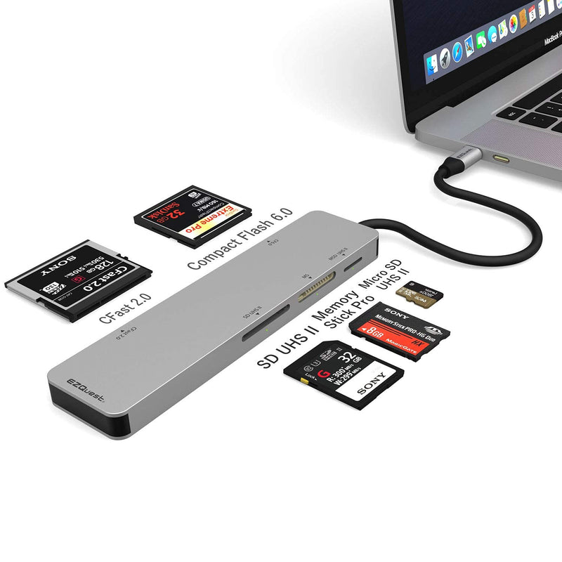 EZQuest USB-C CFast 2.0 Card Reader 5 Ports with UHS II SD/Micro SD