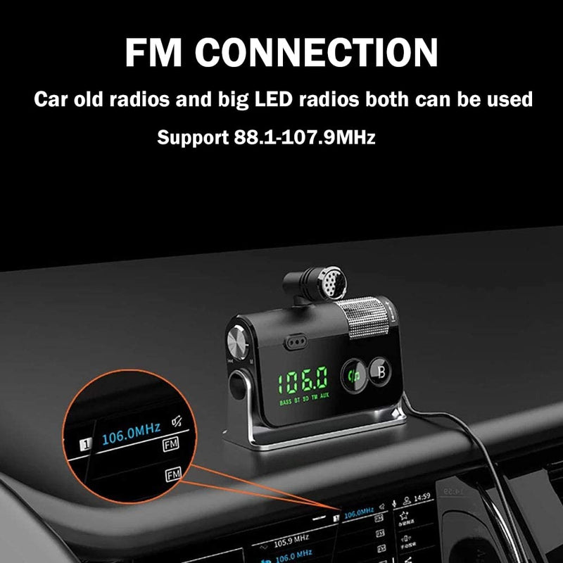 [AUSTRALIA] - WYYHAA Bluetooth Car Adapter, Blutu para Carros with 2 Microphones & QC3.0 +Type-C PD 18W HiFi Bass Supports Hands-Free Calling, Siri Google Assistant, TF Card AUX Output Silver 