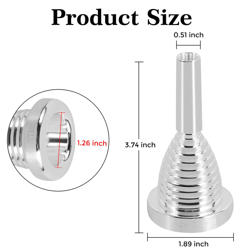 ROWELL Tuba Mouthpiece 67C4 Tuba Mouthpieces Brass Tuba Mouthpiece Sliver Plated Tuba Mouthpiece Compatible with Beginners and Professionals Tuba Accessories