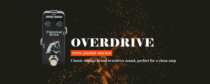 Part of the MINI pedal series Classical Drive MINI Pedal - Vintage Overdrive, True Bypass, Analog Circuitry, Drive & Level Controls, Compact Design. Designed/Made in Taiwan