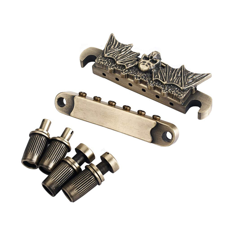 Alnicov Electric Guitar Tailpiece Bridge and Roller Saddle for Guitar Parts Bronze