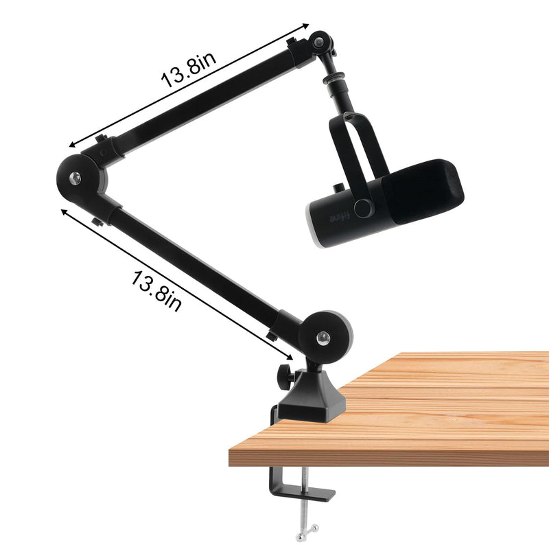 Boom Arm for FIFINE AM8 Microphone, Adjustable Stick Microphone Arm Stand with Desk Mount Clamp, Screw Adapter, Cable Management, 2pc Windscreen for Podcast Streaming Gaming Studio