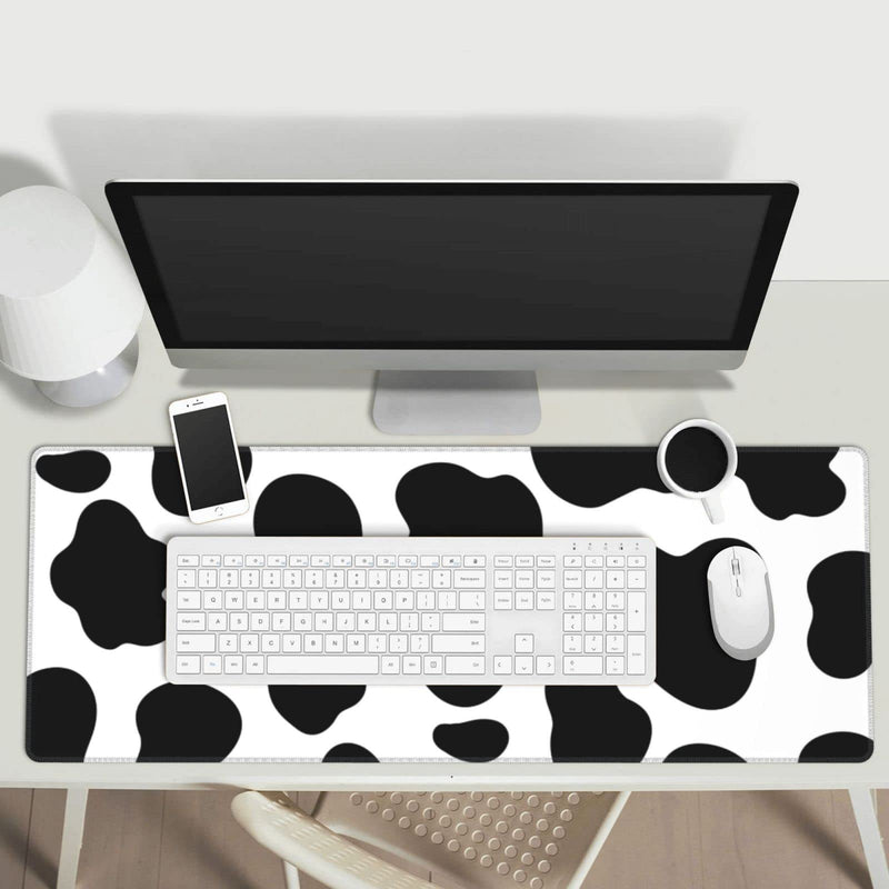 Cow Print Gaming Mouse Pad Non Slip Large Mousepad Stitched Edge Rubber Base Desk Mat for Laptop PC Computer Cow Print One Size