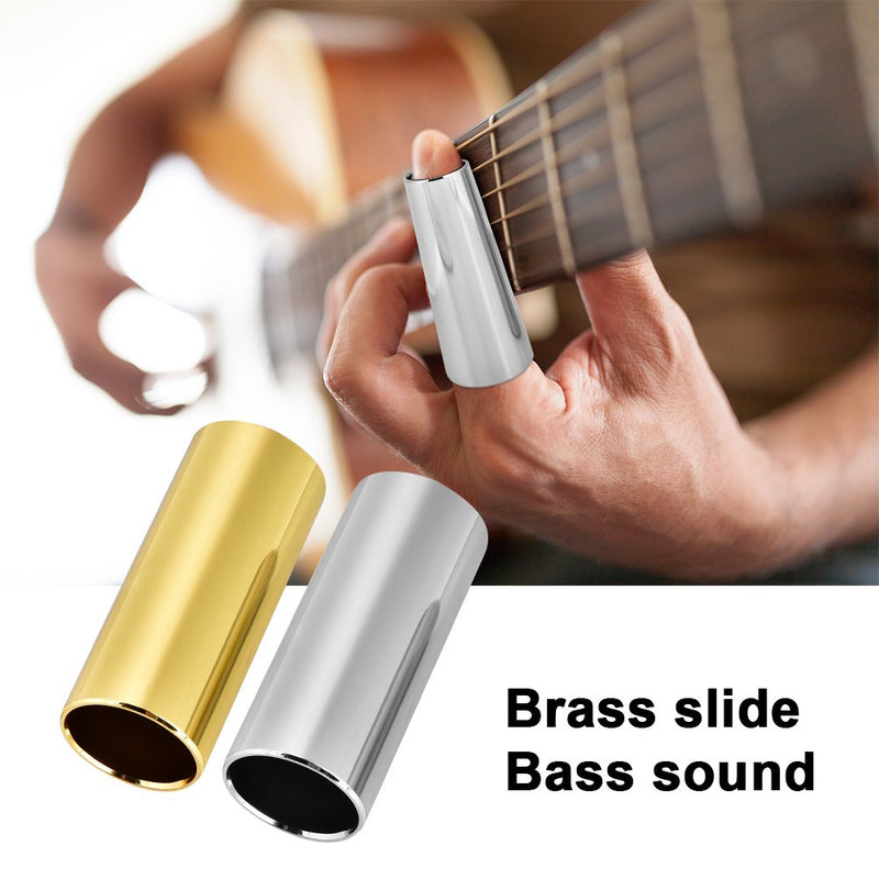 2Pcs Guitar Slide, Guitar Slides for Electric Brass Slide and Stainless Steel Slides for Guitar, Bass, Medium Performance Accessories Lap Steel Guitar Slide Lap Steel Guitar Slide