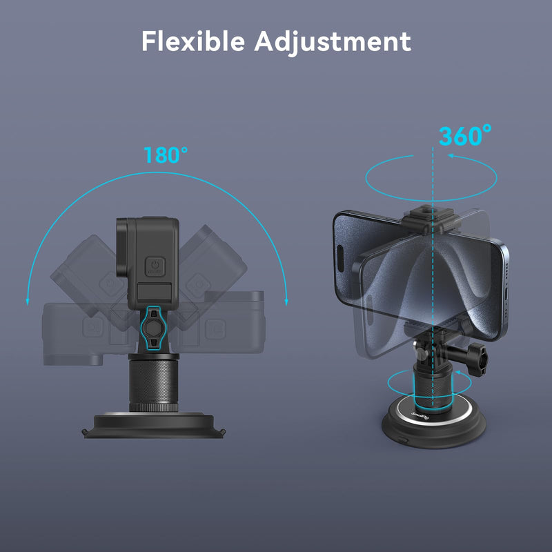 SMALLRIG Magnetic Mount for Gopro, Powerful Camera Car Mount Outside for Gopro, for Insta360 and Phone, 360?Rotation for Car and Gym Single magnetic mount w 360° base